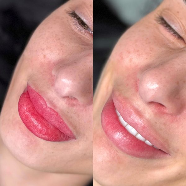 lip tattoo before and after in Brisbane