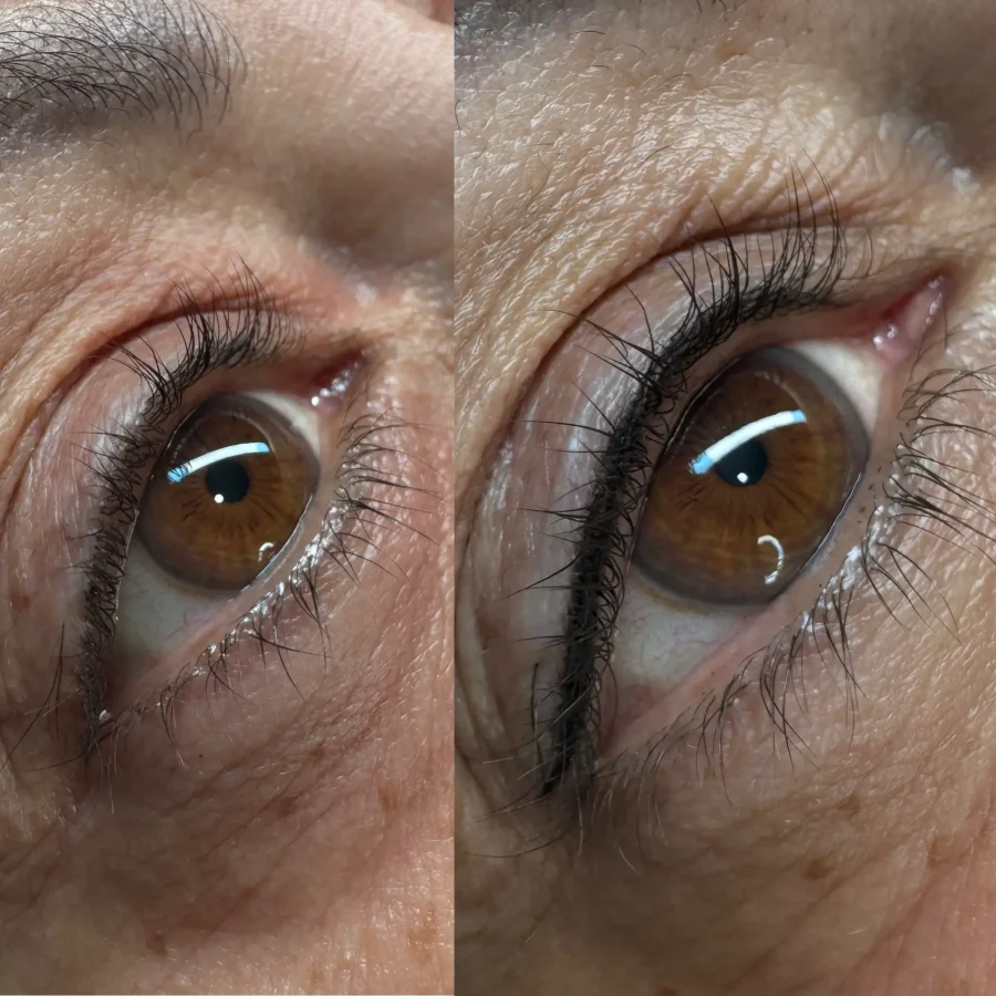 permanent winged eyeliner before and after